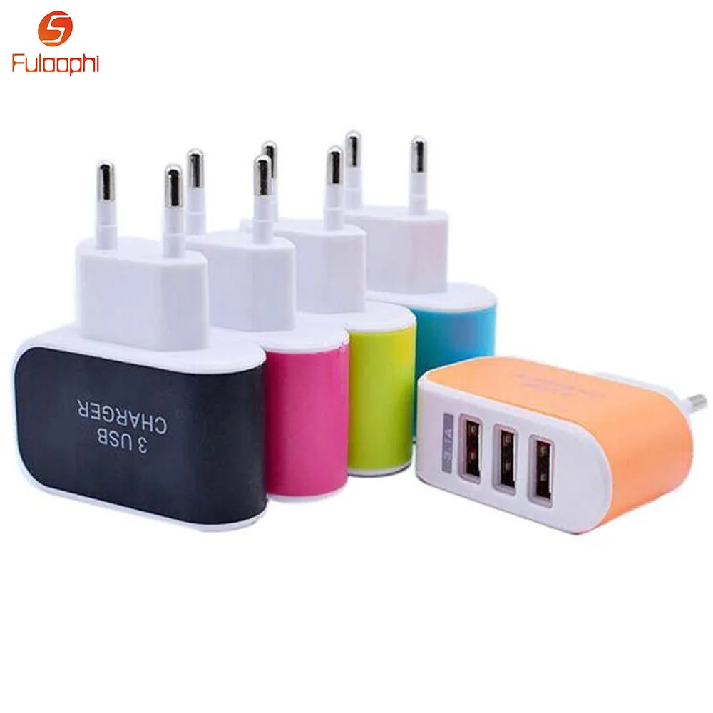 Fuloophi 5V 1A EU Plug 3 порта несколько настенных USB Смарт зарядных устройств адаптер
