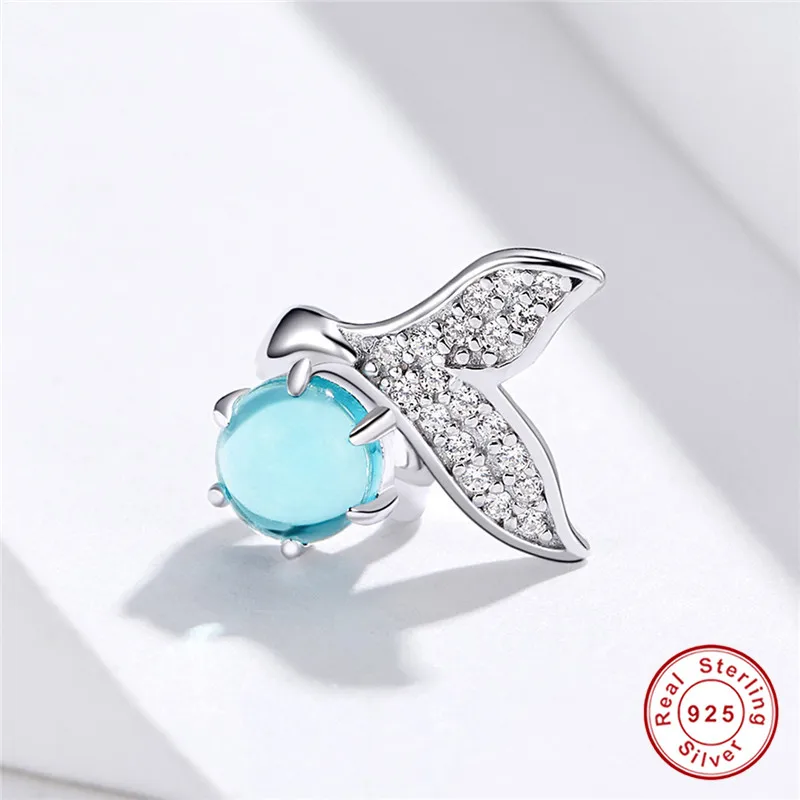 Подходит браслет в европейском стиле Серебро 925 Оригинальные круглые синие