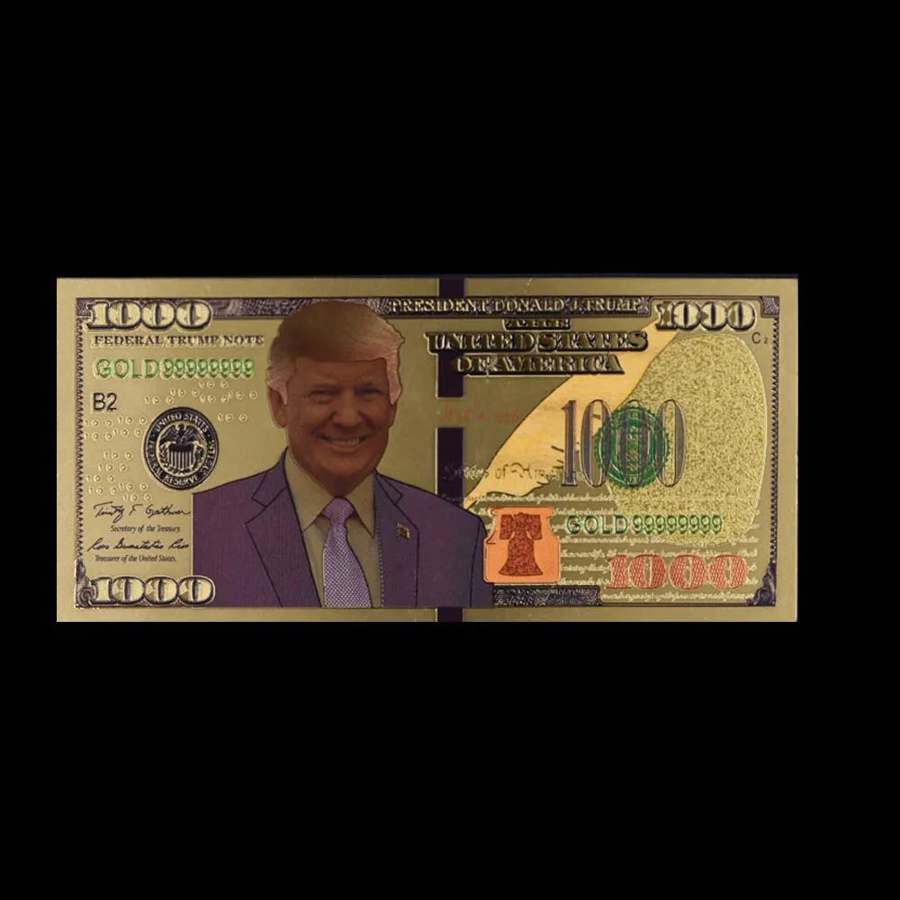Трамп долларах банкноты бумажные коллекции денежных знаков $1000 Золотая фольга