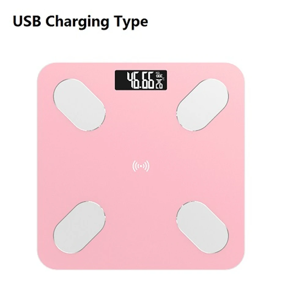 Pink USB charging Распродажа, весы для ванной, умные весы, бытовые, Премиум поддержка, Bluetooth, приложение, процент жира, цифровые весы для взвешивания жира, P gason - Цвет: Pink USB charging