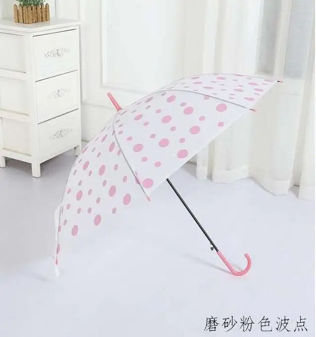 50PCS Sunny Rainny Transparent Multicolor Dot Printed Umbrellas Clear PVC Long Handle Rainproof | Дом и сад