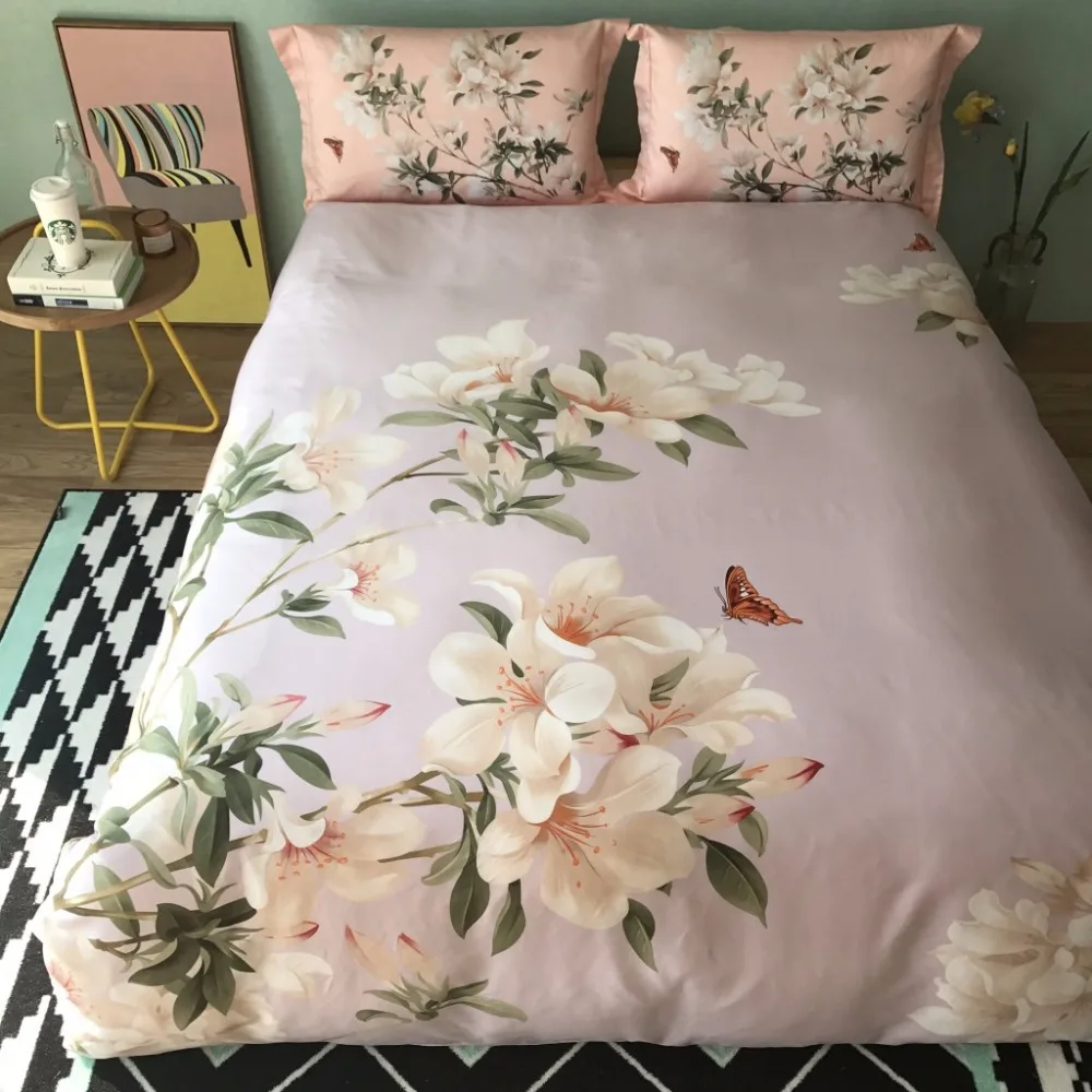 Роскошный набор постельного белья из шелка и тенселя 4 предмета пододеяльник с