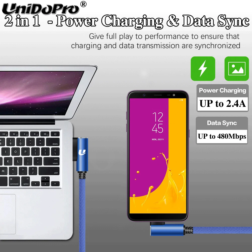 Кабель для быстрой зарядки 90 градусов Micro USB 2.4A ASUS ZenFone 4 Max Octa Core ZC554KL Live ZB501KL Pegasus 3S