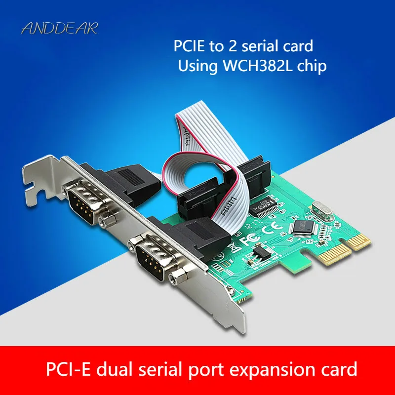 ANDDEAR Pci-e серийная Плата расширения адаптер 2 порта RS232 два com штыковый соединитель