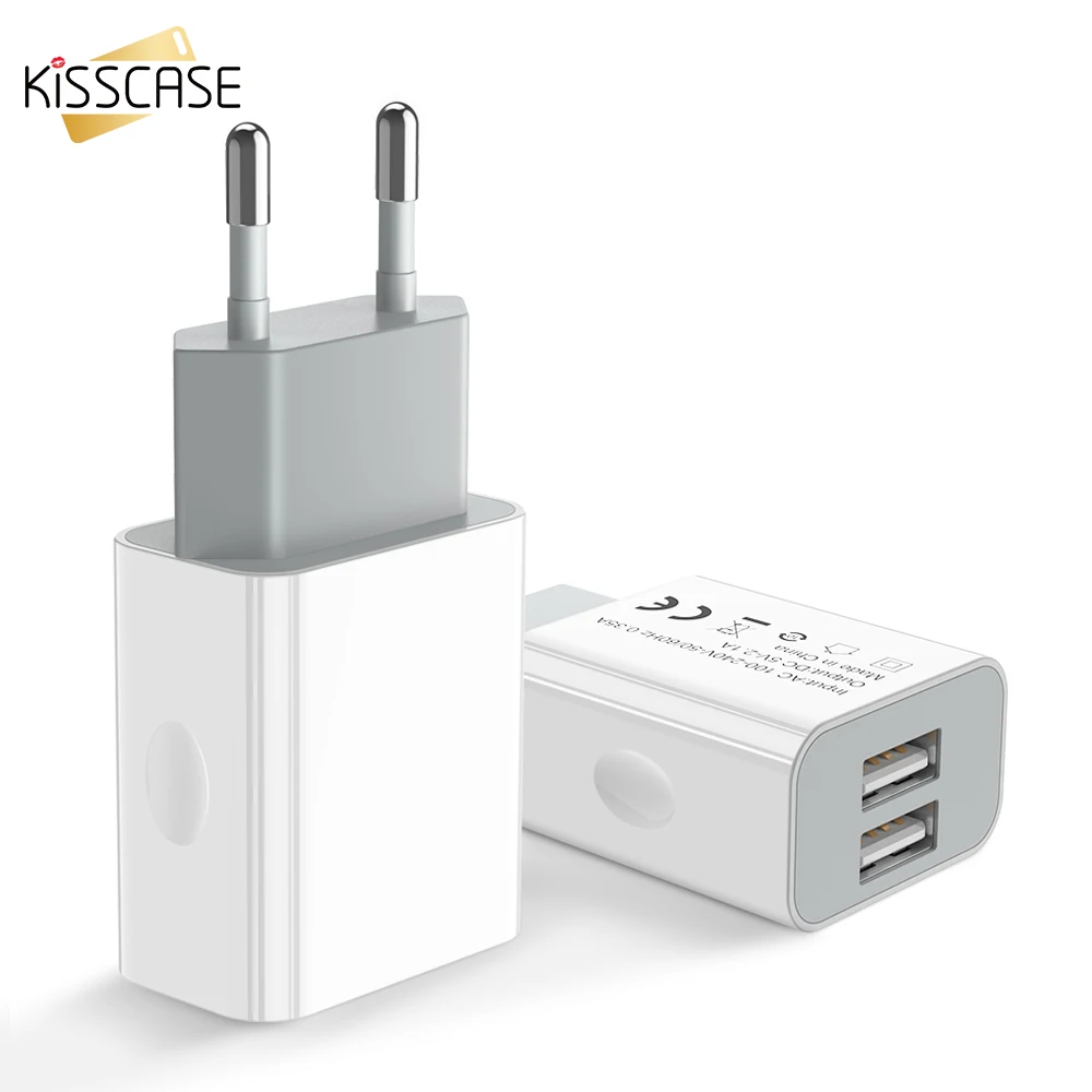 KISSCASE USB Зарядное устройство для iPhone X XS Max стены быстро 2 Порты 2.1A ЕС адаптер samsung S9 S8