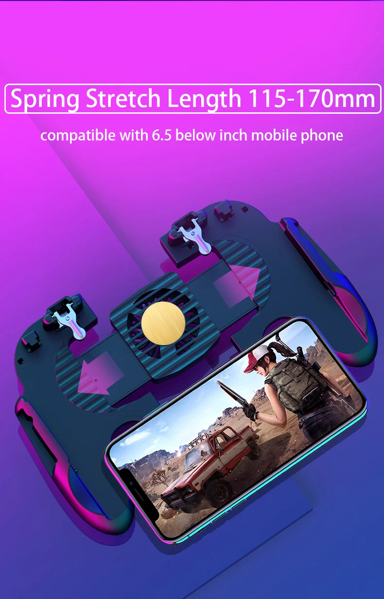 H6 Мобильная игровая ручка интегрированный игровой триггер L1R1Shooter Кнопка огня триггер рассеивания тепла держатель телефона с вентилятором для PUBG
