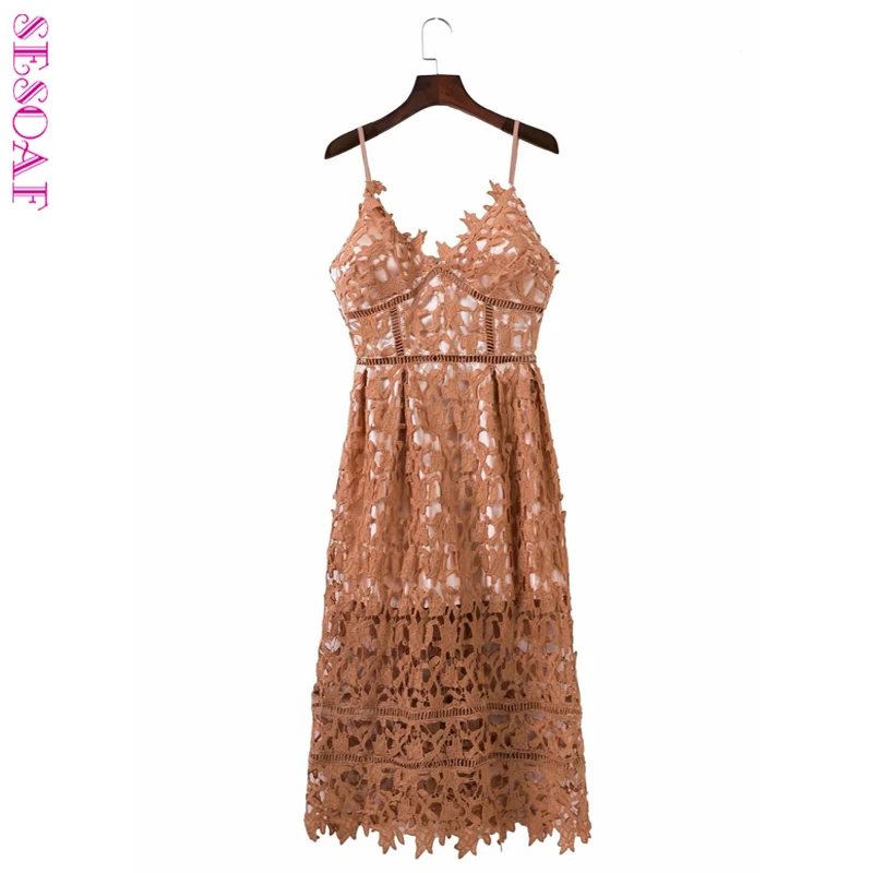 Женское кружевное платье на молнии SESOAF летнее с подкладкой молнии|vestido de festa|lace