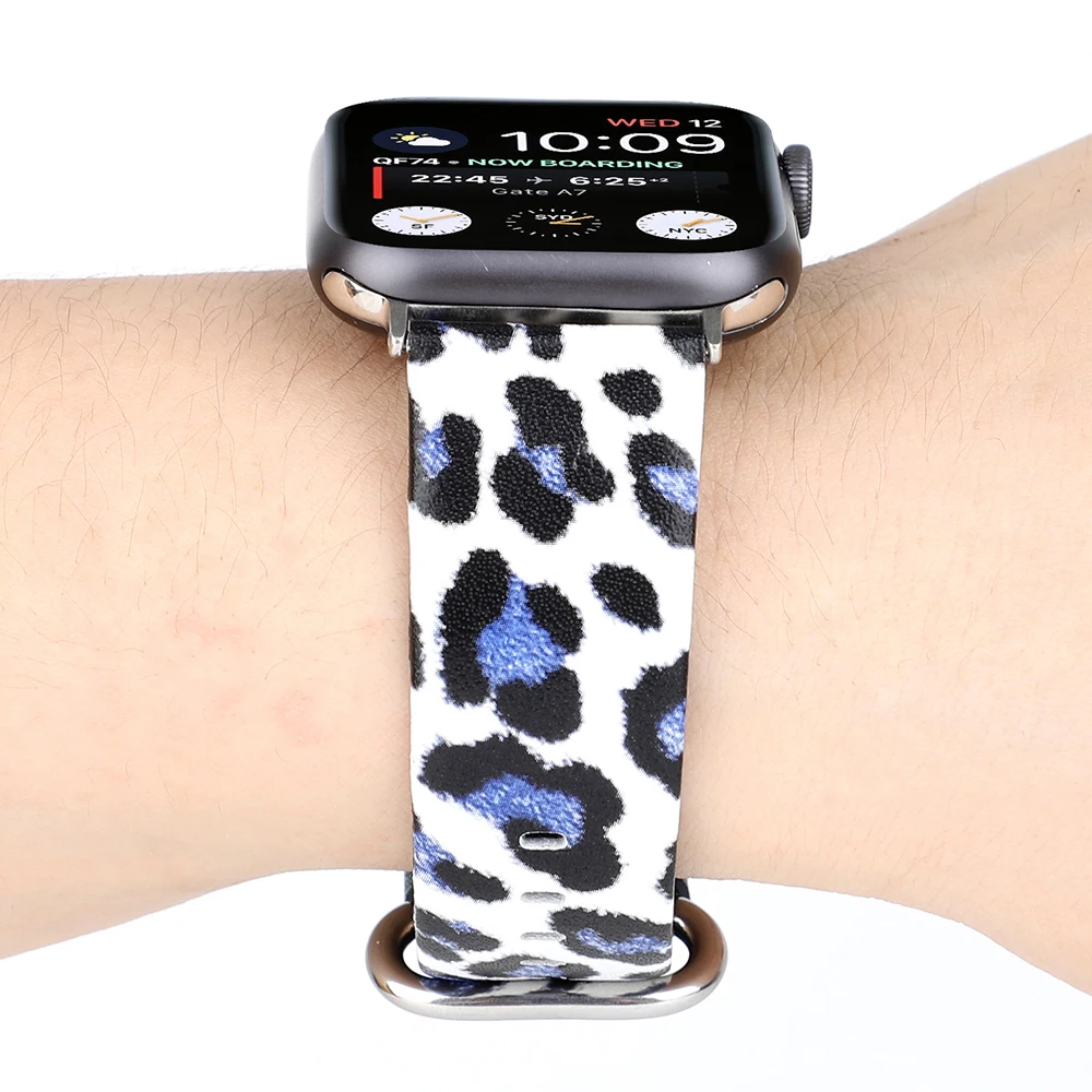 2019 модная обувь из натуральной кожи с леопардовым принтом и ремешок для наручных