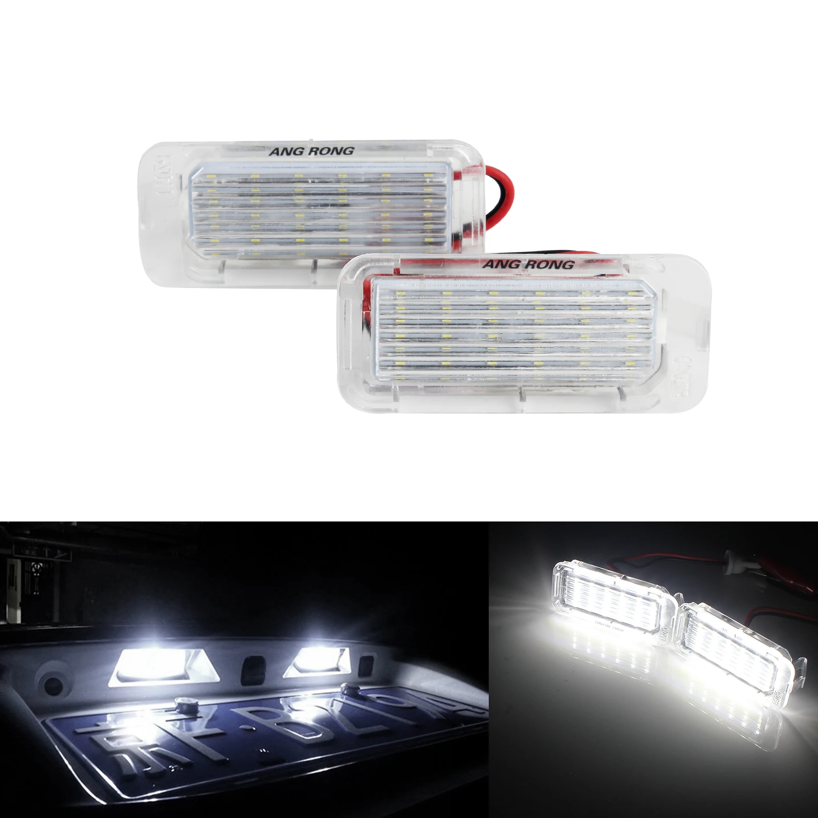 

ANGRONG 2pcs Canbus LED License Number Plate Light Lamps No Error For Jaguar XF 2007+