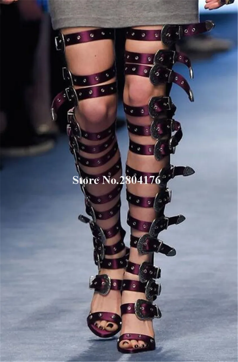 Новинка модные женские ботфорты гладиаторы с открытым носком ремешком на