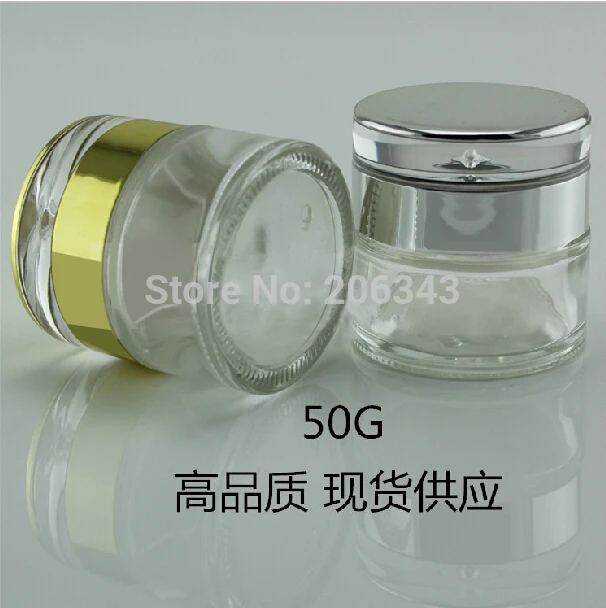Прозрачная стеклянная банка для крема 50 г косметический контейнер косметическая