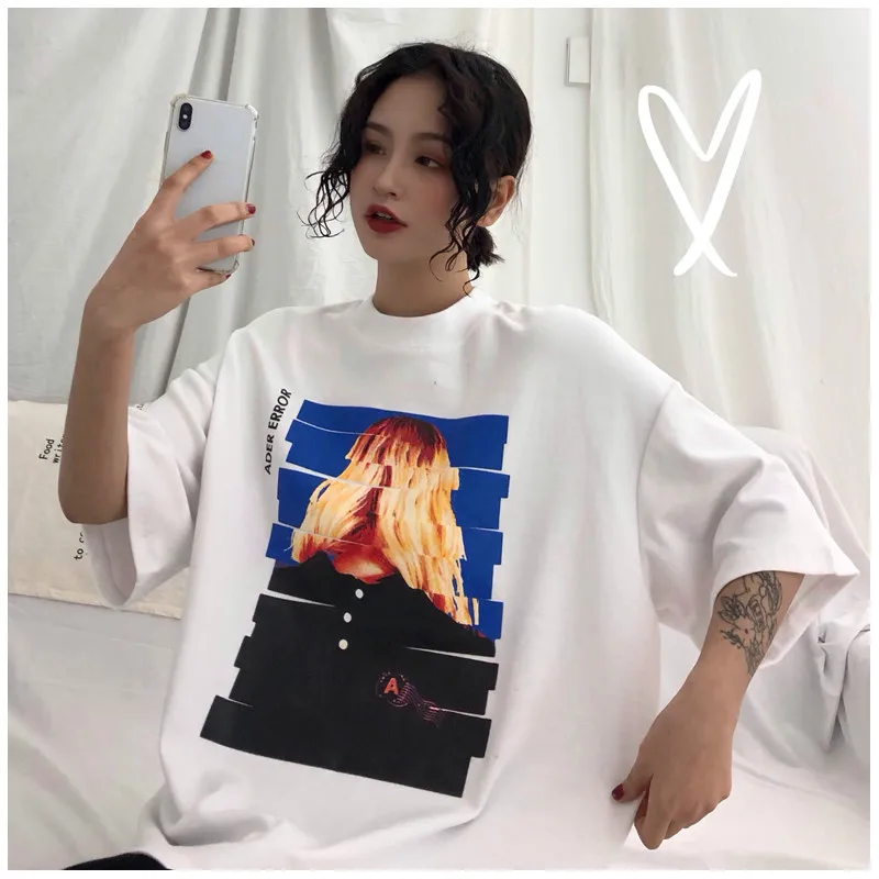 2019 new Korean Summer Tops Women's Clothing Ulzzang O-Neck Casual Oversized T Shirt Print Harajuku Top Aesthetic Clothes | Женская