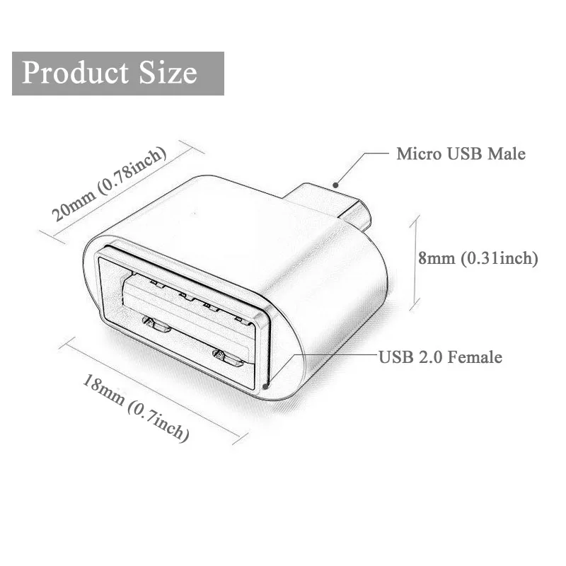 Адаптер HAWEEL Micro USB 2 0 для с функцией OTG Samsung/Huawei/Xiaomi/LG/HTC и других смартфонов |