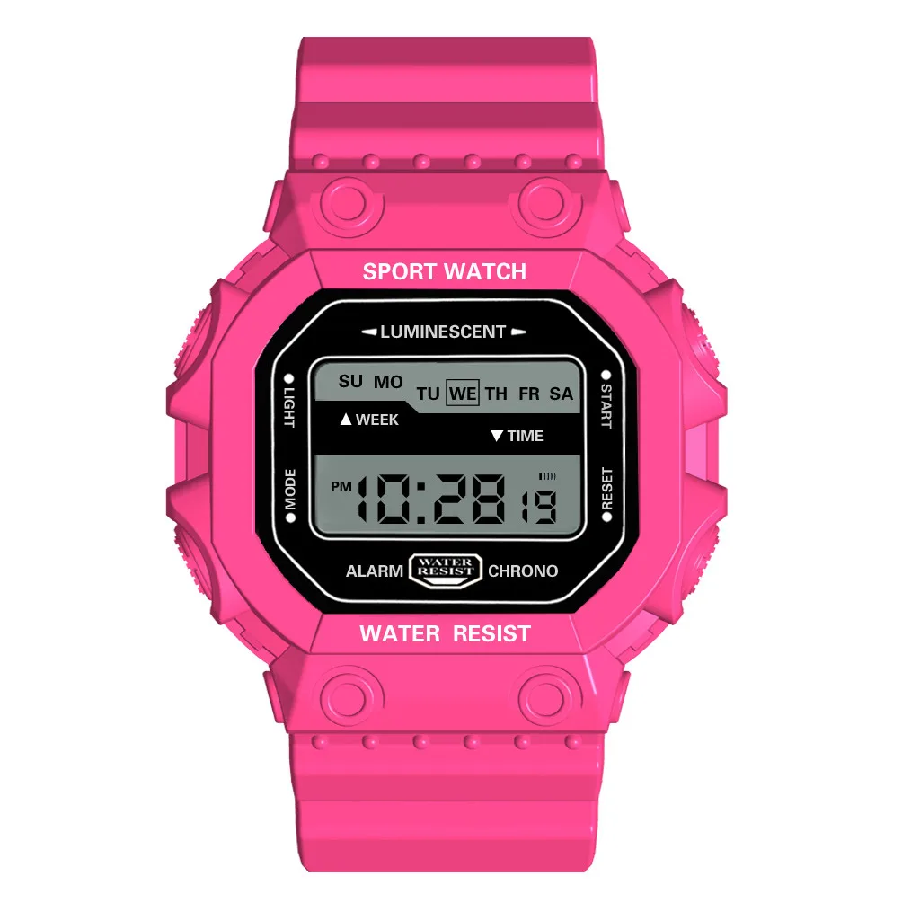Hot Pink Цифровые часы relogio, Роскошные Аналоговые Цифровые уличные часы, Военный Спортивный светодиодный, водонепроницаемые спортивные часы montre homme - Цвет: Hot Pink