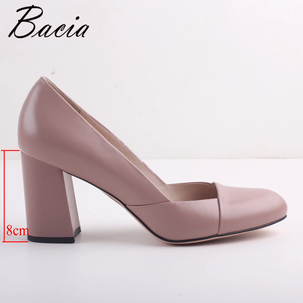 Bacia Full Grain Leather &amp Sheepskin Thick Heels Genuine Round Toe Pumps High Heel Quality Shoes Size 35-40 MWA004 | Обувь