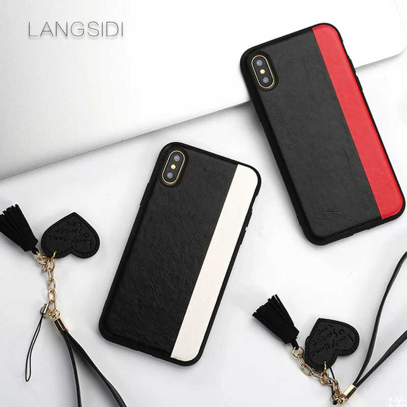 LANGSIDI For iPhone 7 phone case handmade custom leather stitching style fitted-case to send glass film |