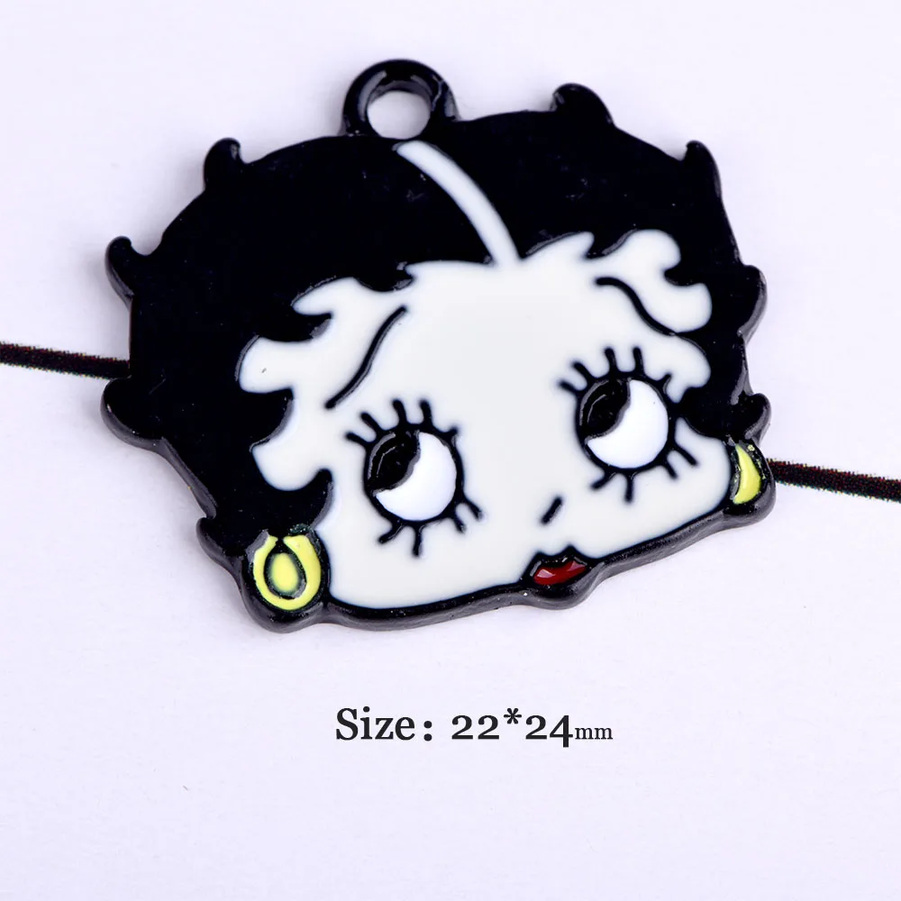 Betty boop Подвеска из сплава мультфильм эмаль металлические подвески для ювелирные