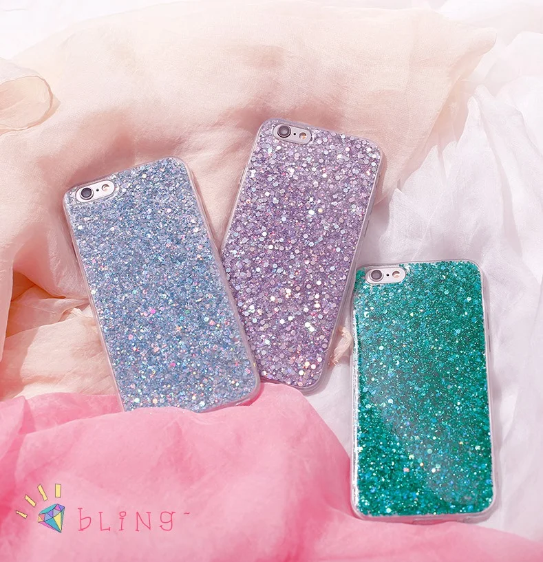 Phone Case For Apple iPhone 6 S 7 Плюс Роскошный Bling игристые Блеск Блестка Блесток Сотовый