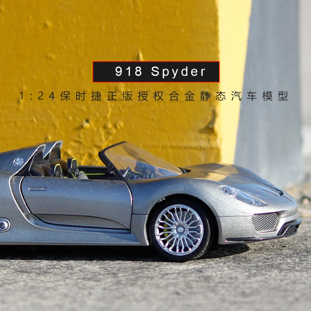 1:24 моделирование сплава спортивный автомобиль модель для Porsches 918 паук с рулевым