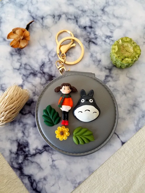 Totoro маленький цветок сливы двусторонний складной макияж портативное маленькое