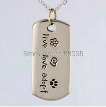 

Dog tag hot sales Live Love Adopt Cat tag cheap custom Pet Rescue tags low price cute pet Paw Print Tag