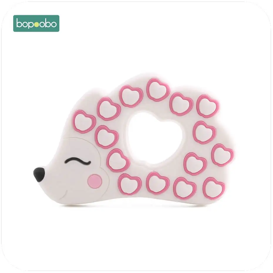 white hedgehog Bopoobo 1 шт. Детские Прорезыватели Силиконовые Большие Глаза Кошка BPA бесплатно аксессуары для прорезывания зубов пищевой Ежик ожерелье кулоны - Цвет: white hedgehog