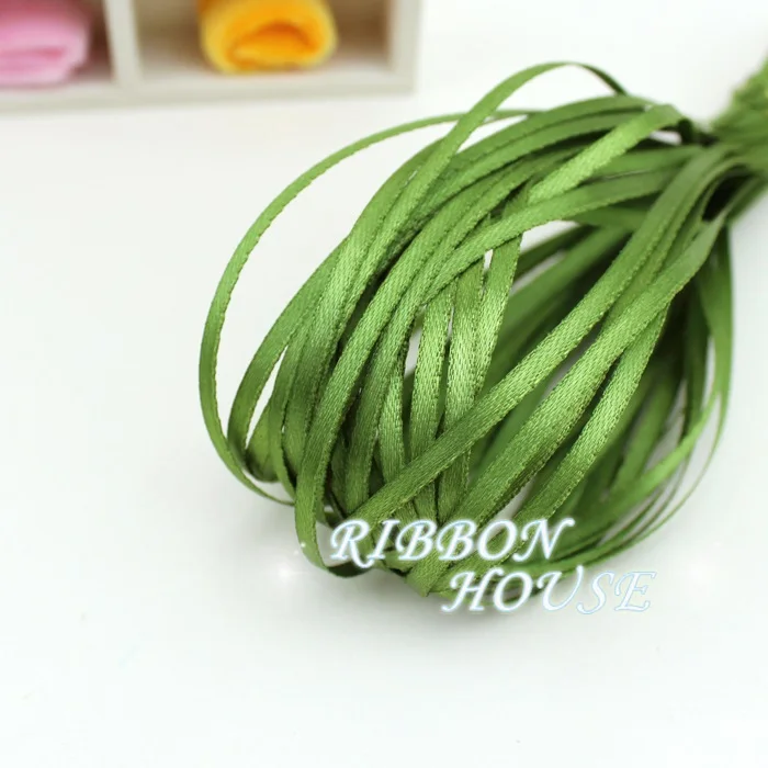 Dark Green 20 м/лот) 1/"(3 мм) односторонняя Свадебная атласная лента украшение подарок рождественские ленты - Цвет: Dark Green