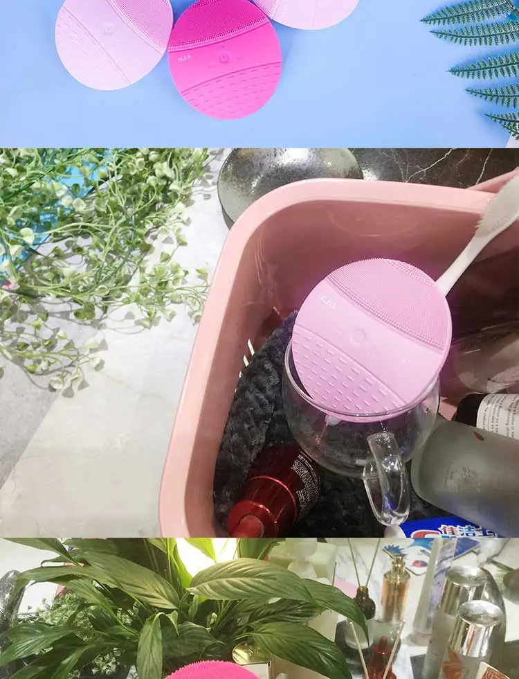 BlingBelle, Мягкая силиконовая щетка для очищения лица, скруббер для кожи, 5 передач, Беспроводная зарядка, двойная щетка, электрическая щетка для очищения лица