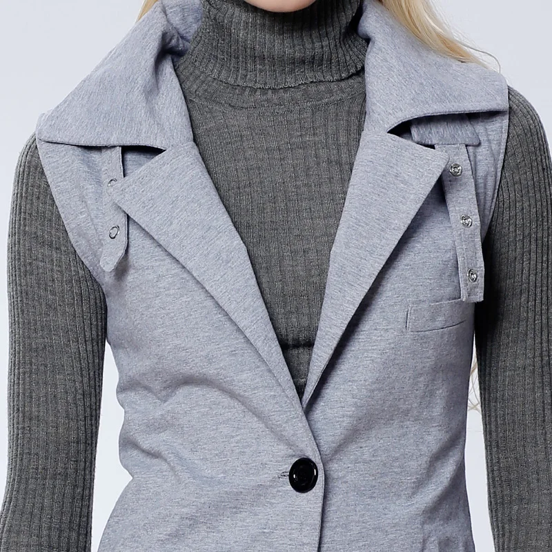 

Autumn Winter Women Coat Punk Style Lapel Neck Slim Sleeveless Trench Coat For Women Casual Long Vest Coat Waistcoat NC-744