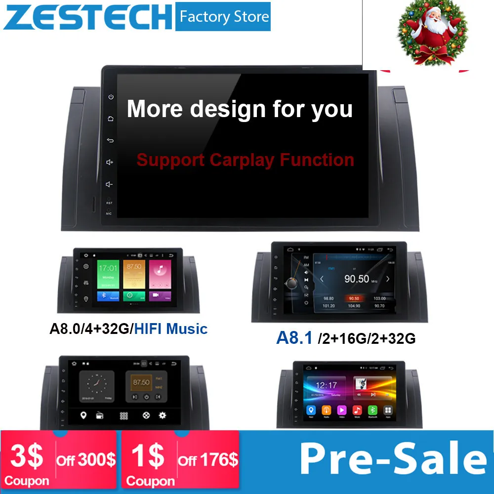 Zetech 1 din автомагнитола dvd мультимедийный плеер для BMW E39 android X5 E53 поддержка bmw carplay
