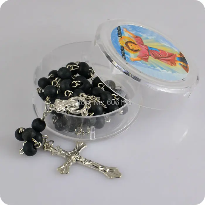 12x Смешанные цвета розы Ароматные Духи деревянные четки бусины INRI Jesus крест кулон