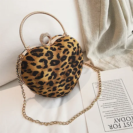 Элитный бренд Leopard в форме сердца бархат Diamond Модные женские вечерние вечерняя