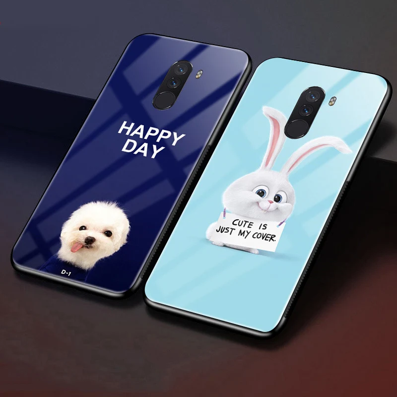 Чехол для Xiaomi Pocophone F1 Poco чехол Lucky cartoon cat из закаленного стекла телефона