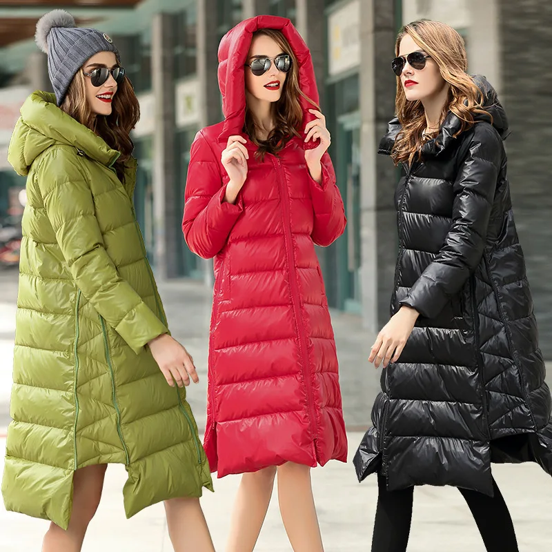 Высокое качество 2016 итальянская женская парка зимняя куртка Женская длинная