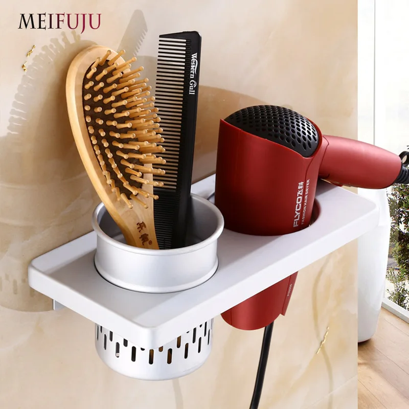 meifuju antique hair dryer comb rack holder bathroom storage organizer commodity shelf bathroom accessories with cup black free global shipping