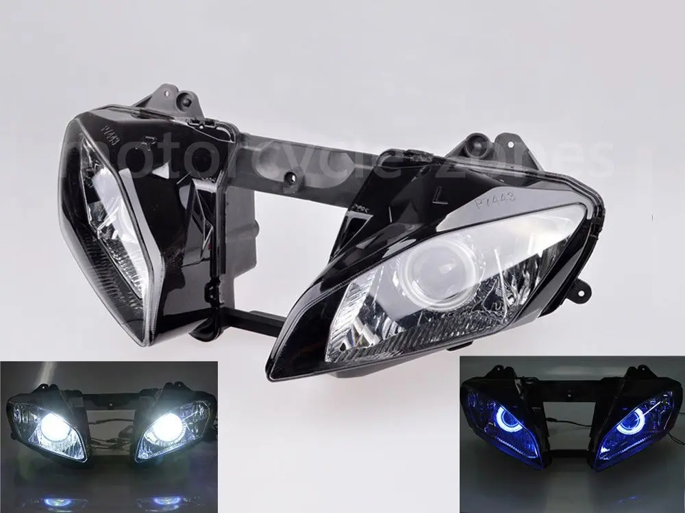Мотоциклетная фара проектора HID Синий демонический глаз с белым ангельским