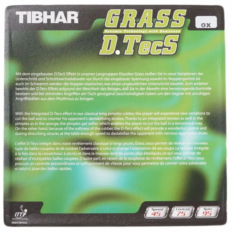 Origina Tibhar Grass D.tecs длинные прыщи резина для настольного тенниса пинг понга с губкой