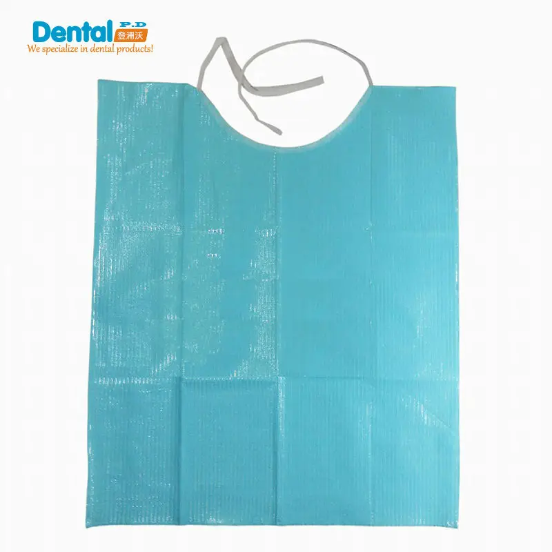 free shipping Disposable Dental bib with tie 2ply paper + 1ply film dental treatment material accessory dental bib