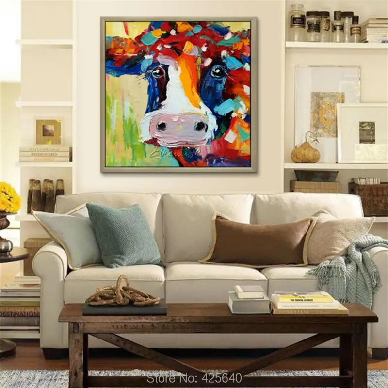 Ручная роспись маслом коровы на холсте настенные картины для гостиной настенная
