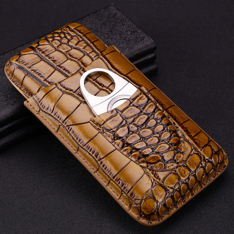 Cohiba Роскошные гаджет Convenitent Размеры кожи крокодила из натуральной 3 трубки сигары