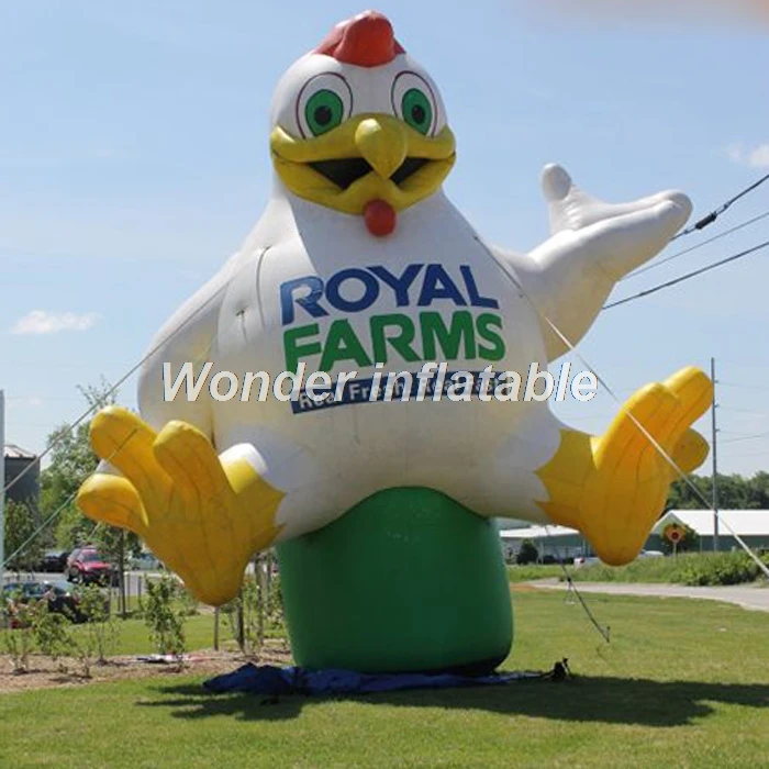 

Customized 5mH giant inflatable chicken rooster animal cartoon with logo printing for farm advertising