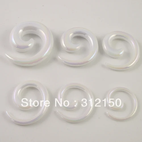 

120pcs Free Shipping Ear Expander ear protector UV Flesh Tunnel Earring Ear Plug Fluorescent color swirl acrylic ear taper