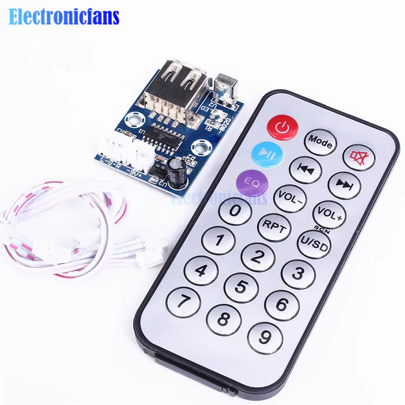 Mini Micro Lossless Music Decoder WAV+MP3 Decoding Board 12V Player USB Sound Card MP3 Board+Remote Control Integrated Circuits |