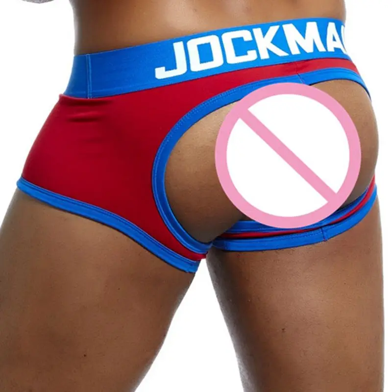 JOCKMAIL, Брендовое сексуальное нижнее белье для мужчин, бандаж, дышащий, cueca, гей, нижнее белье, хлопок, боксерские шорты, трусы с низкой талией, g-стринги - Цвет: Красный