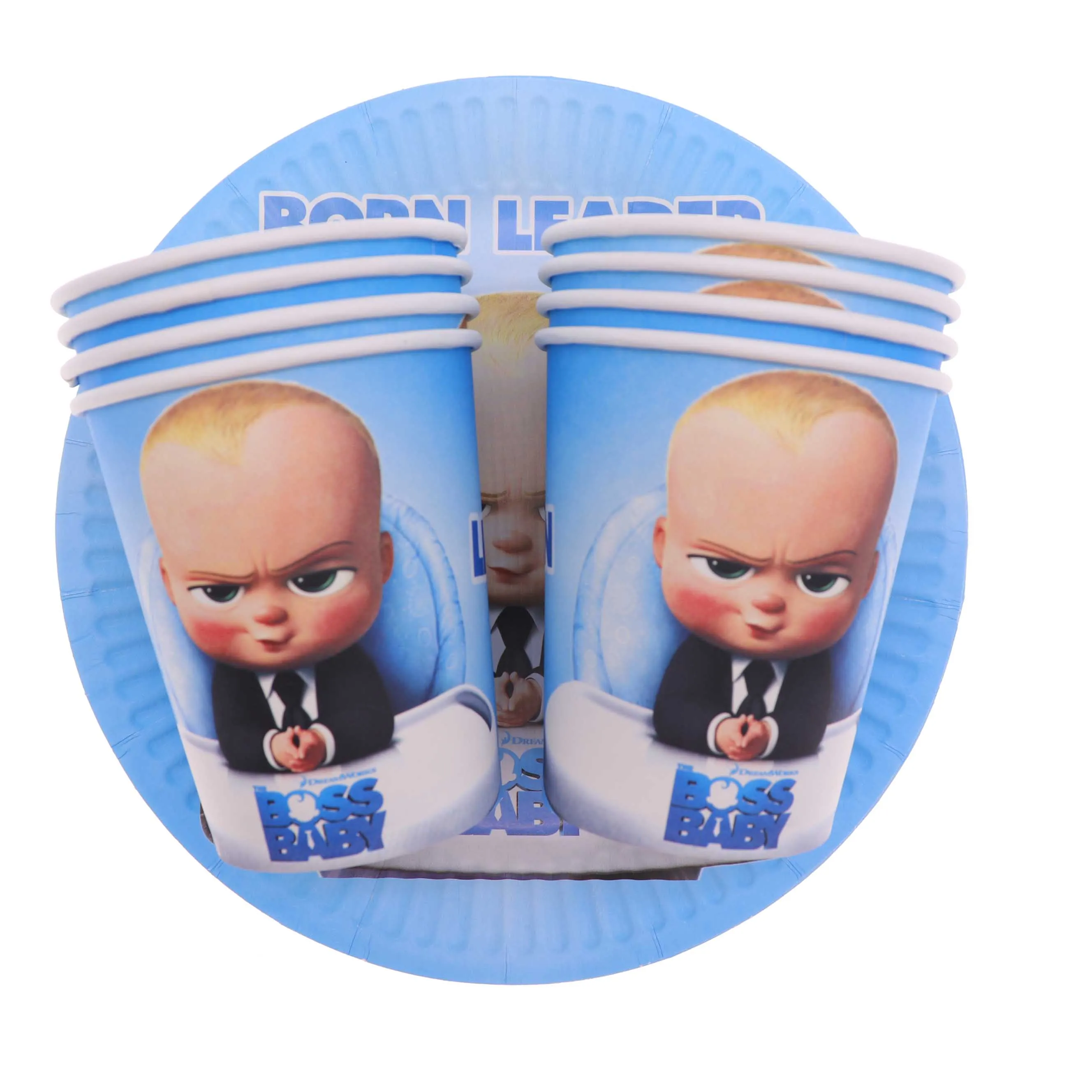 2-piece set of 20pcs Мульти мультфильм baby boss Рамадан Свадебные украшения пластины чашки baby shower День рождения поставки для детей - Цвет: 2-piece set of 20pcs