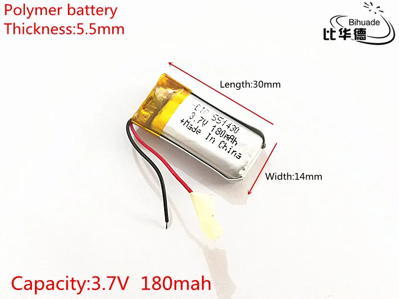 5 шт./лот 551430 501430 3 7 В 180 мАч литий ионные аккумуляторы для Mp3 Mp4 Mp5 DIY PAD Электронная
