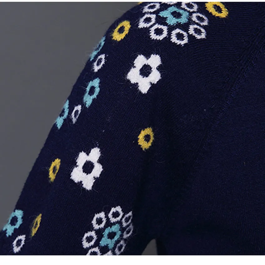 Женский трикотажный свитер с круглым вырезом длинным рукавом | Женская одежда