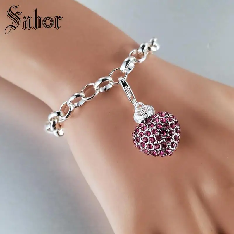 Подвеска Стразы в виде короны и сердца серебристого цвета подходят для браслетов