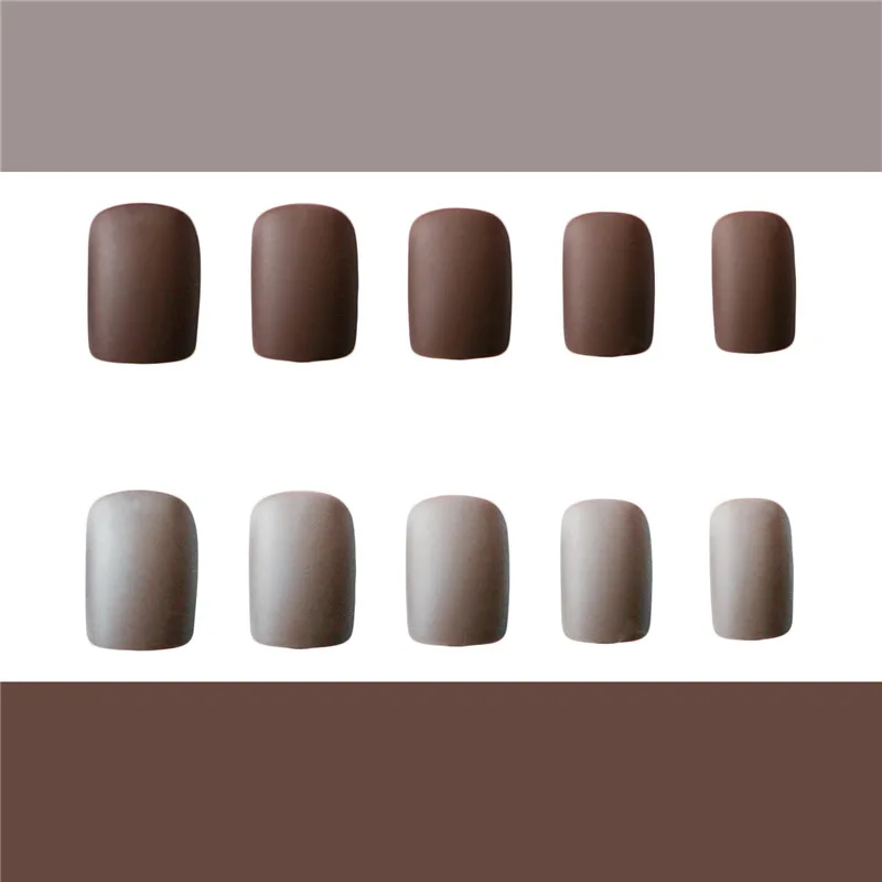 24pcs Fake Nails Mocha Coffee Matte Jump Artificial French Multiple Colors Pointed Bridal False Nails Self-sticking Tips Sticker