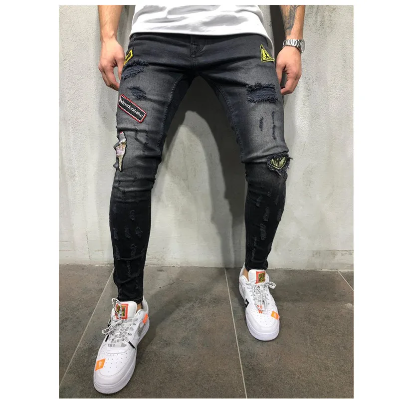 Джинсы Мужская модная уличная одежда Для мужчин в стиле хип хоп джинсы Винтаж